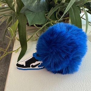 Blue and Black Sneaker Keychain with Pom Pom